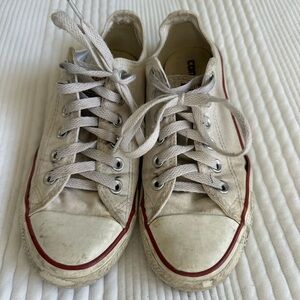 Women's Converse Off-White Canvas Sneakers with Red Trim